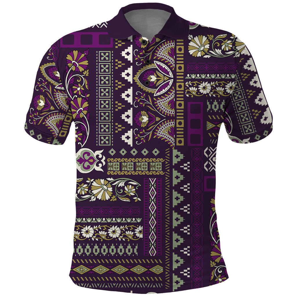 Persian Patchwork Pattern Polo Shirt Unique Purple - Wonder Print Shop