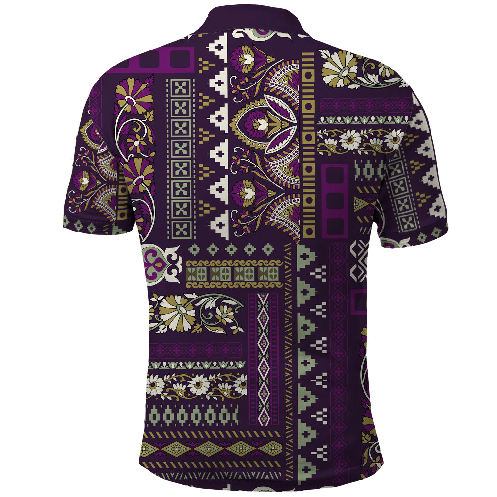 Persian Patchwork Pattern Polo Shirt Unique Purple - Wonder Print Shop