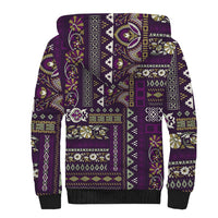 Persian Patchwork Pattern Sherpa Hoodie Unique Purple - Wonder Print Shop