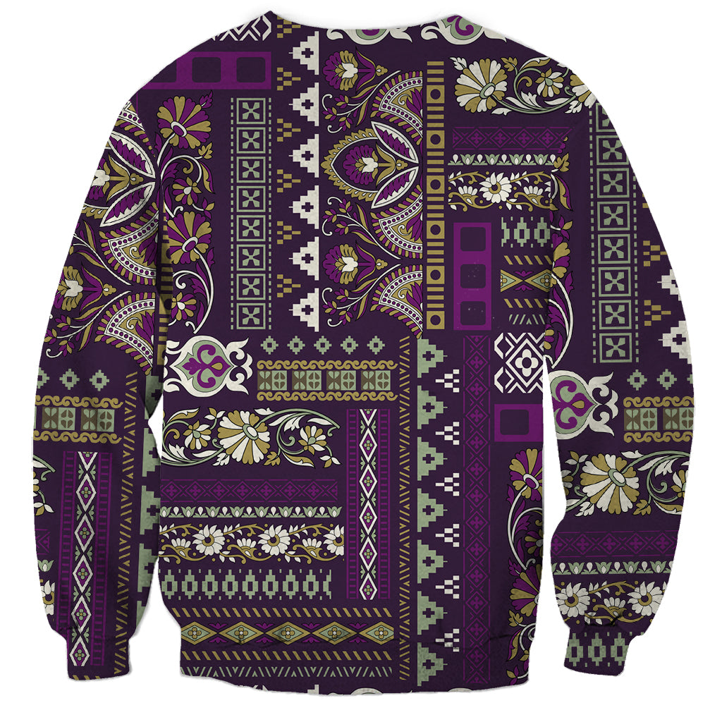 Persian Patchwork Pattern Sweatshirt Unique Purple - Wonder Print Shop