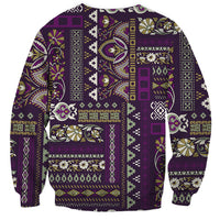 Persian Patchwork Pattern Sweatshirt Unique Purple - Wonder Print Shop