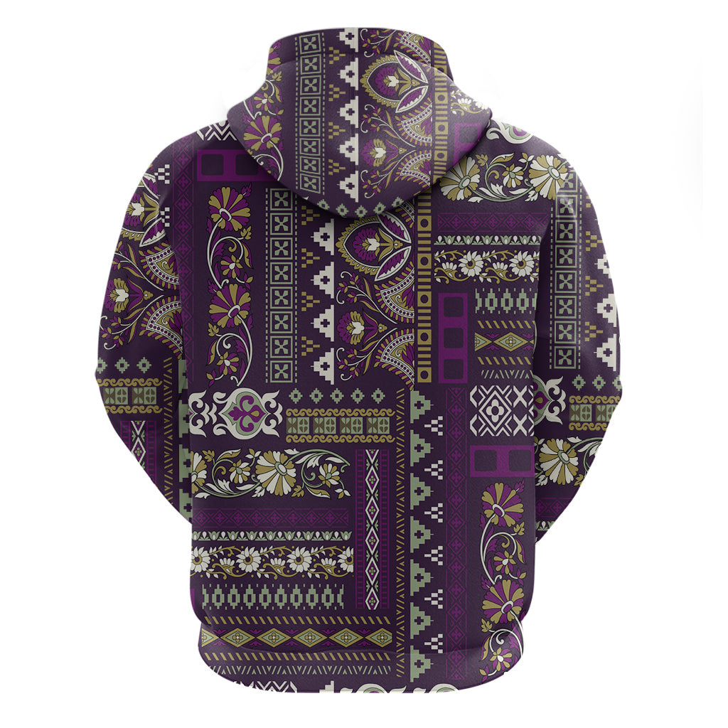 Persian Patchwork Pattern Zip Hoodie Unique Purple - Wonder Print Shop