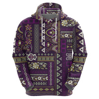 Persian Patchwork Pattern Zip Hoodie Unique Purple - Wonder Print Shop