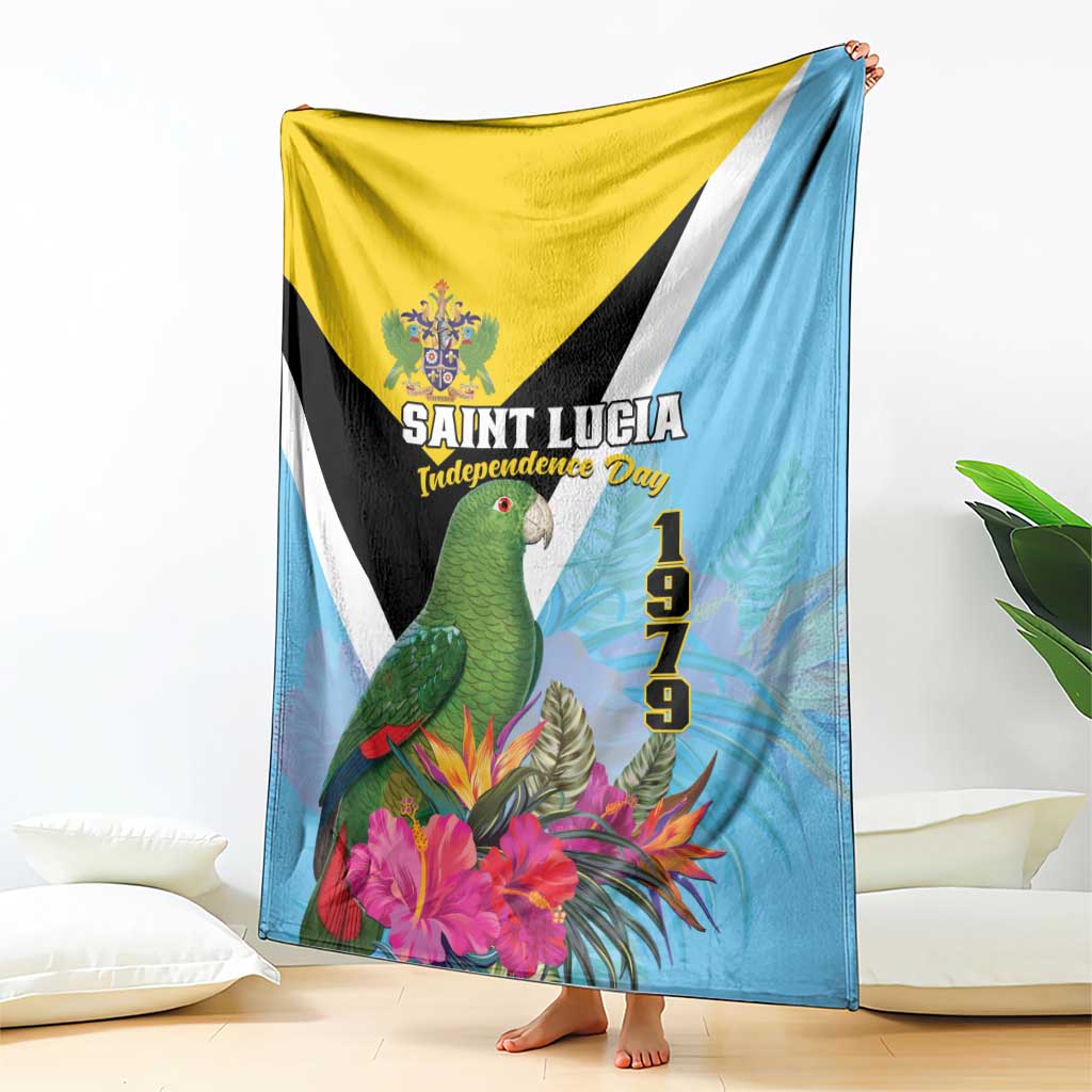 Saint Lucia Independence Day Blanket Tropical Amazona Versicolor