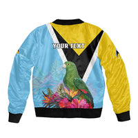 Personalized Saint Lucia Independence Day Bomber Jacket Tropical Amazona Versicolor