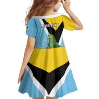 Personalized Saint Lucia Independence Day Family Matching Off The Shoulder Long Sleeve Dress and Hawaiian Shirt Tropical Amazona Versicolor