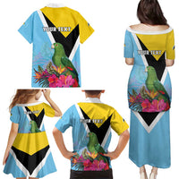 Personalized Saint Lucia Independence Day Family Matching Puletasi and Hawaiian Shirt Tropical Amazona Versicolor