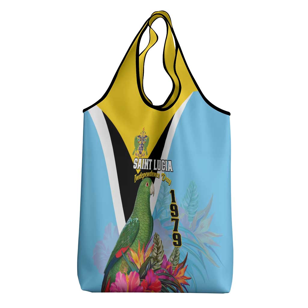 Saint Lucia Independence Day Grocery Bag Tropical Amazona Versicolor