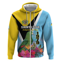 Personalized Saint Lucia Independence Day Hoodie Tropical Amazona Versicolor
