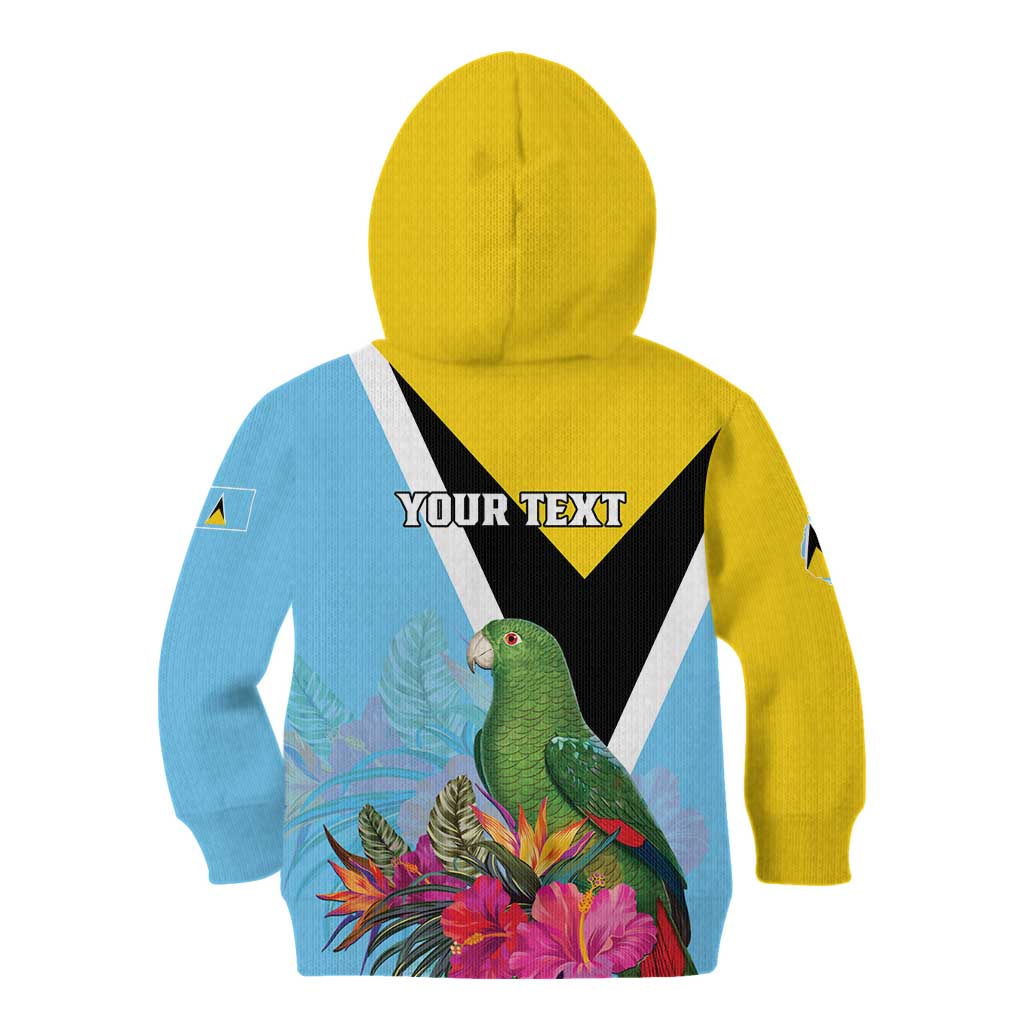 Personalized Saint Lucia Independence Day Kid Hoodie Tropical Amazona Versicolor