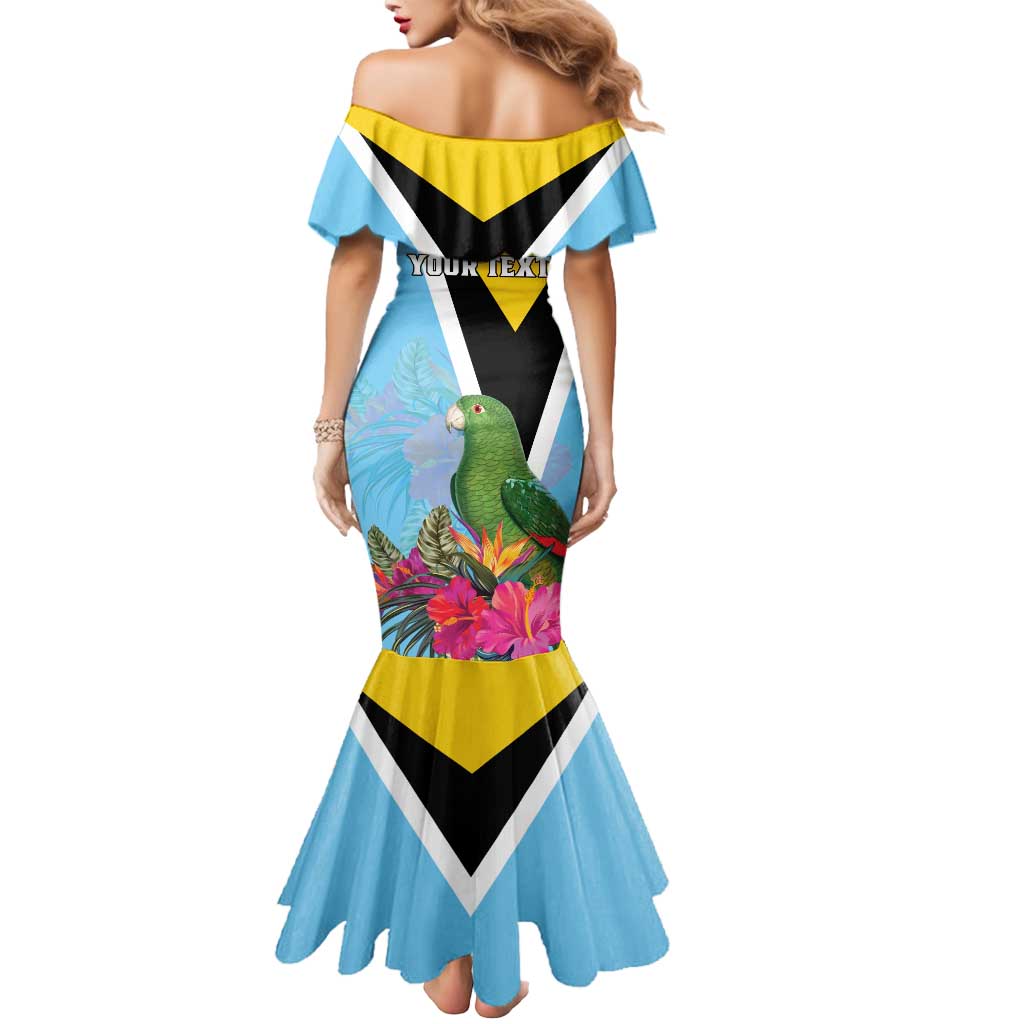 Personalized Saint Lucia Independence Day Mermaid Dress Tropical Amazona Versicolor