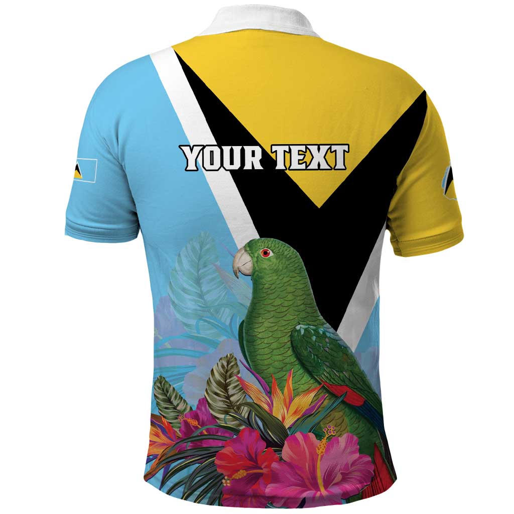 Personalized Saint Lucia Independence Day Polo Shirt Tropical Amazona Versicolor