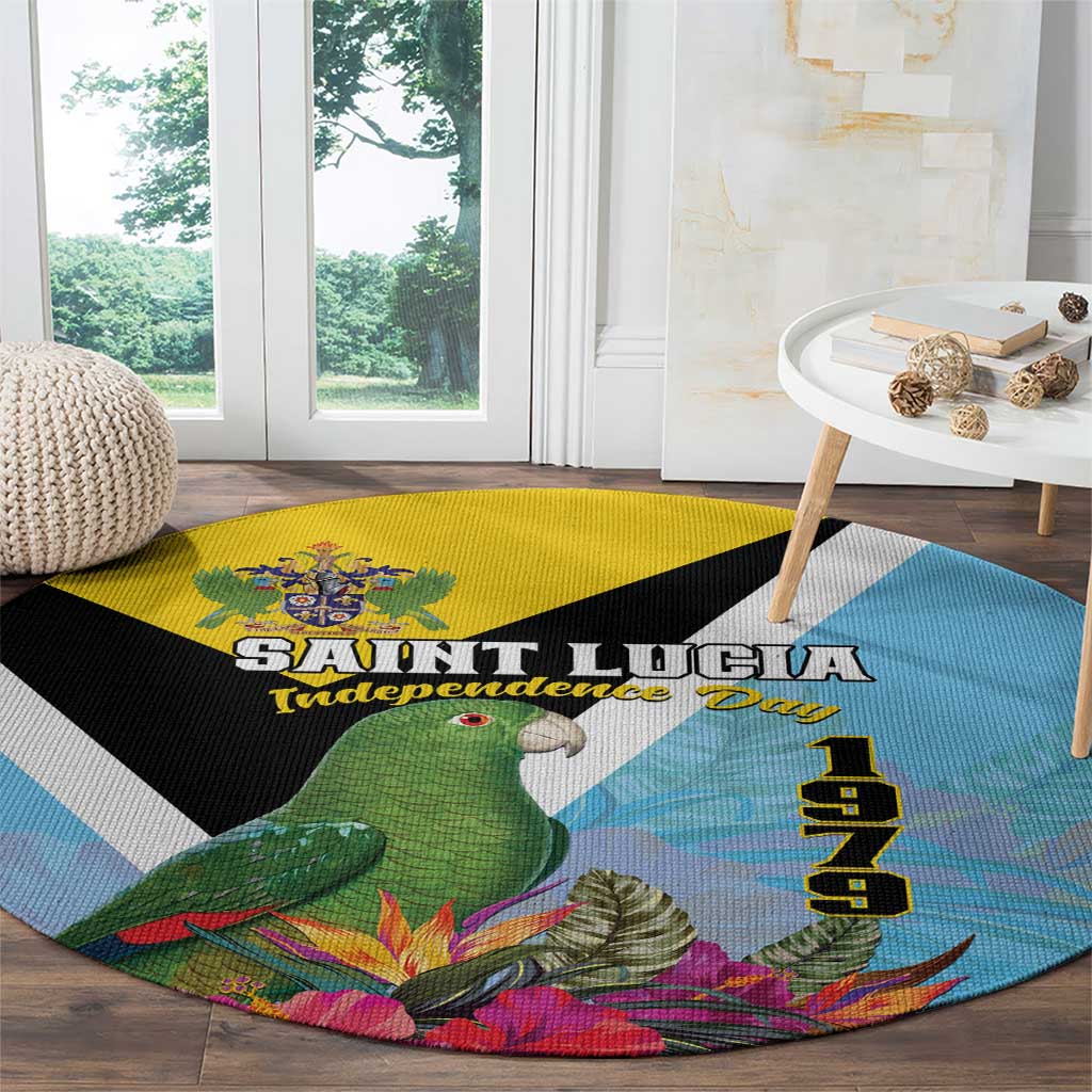 Saint Lucia Independence Day Round Carpet Tropical Amazona Versicolor - Wonder Print Shop