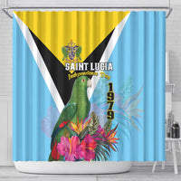 Saint Lucia Independence Day Shower Curtain Tropical Amazona Versicolor - Wonder Print Shop