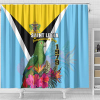 Saint Lucia Independence Day Shower Curtain Tropical Amazona Versicolor - Wonder Print Shop