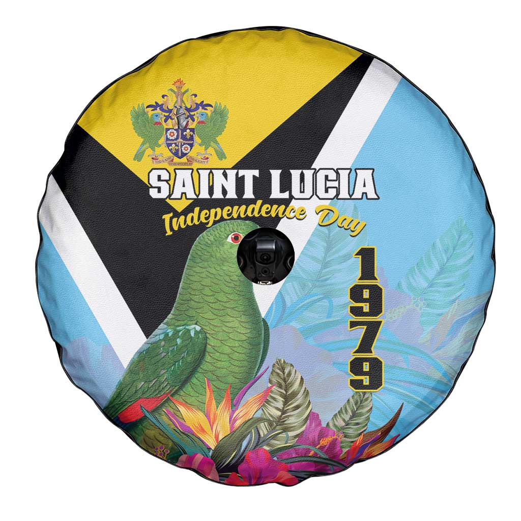 Saint Lucia Independence Day Spare Tire Cover Tropical Amazona Versicolor - Wonder Print Shop