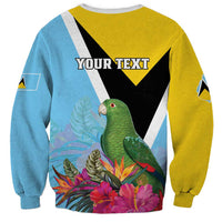 Personalized Saint Lucia Independence Day Sweatshirt Tropical Amazona Versicolor - Wonder Print Shop