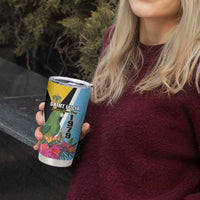 Personalized Saint Lucia Independence Day Tumbler Cup Tropical Amazona Versicolor - Wonder Print Shop
