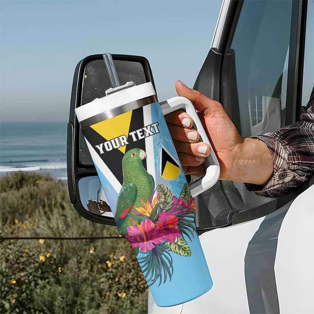 Personalized Saint Lucia Independence Day Tumbler With Handle Tropical Amazona Versicolor - Wonder Print Shop