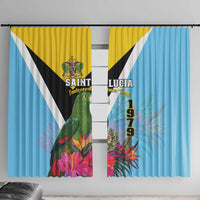 Saint Lucia Independence Day Window Curtain Tropical Amazona Versicolor - Wonder Print Shop