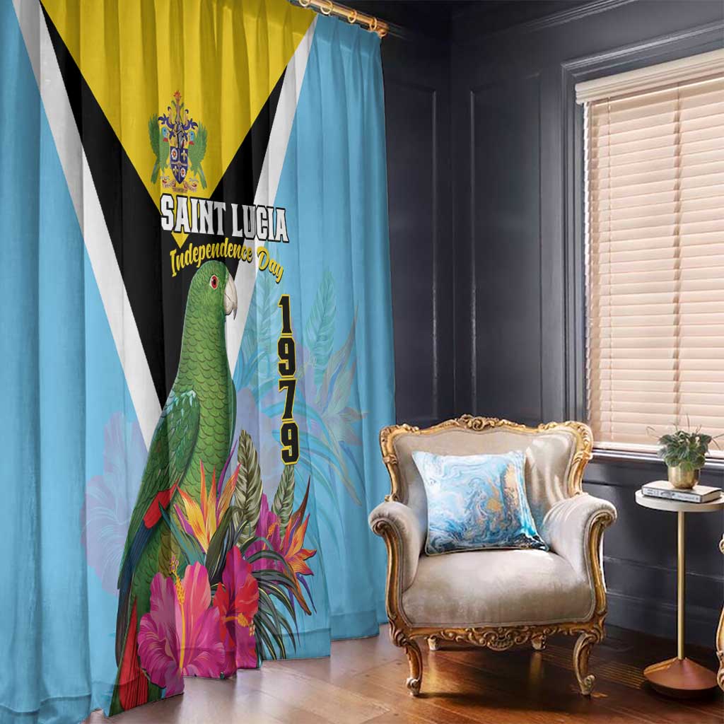 Saint Lucia Independence Day Window Curtain Tropical Amazona Versicolor - Wonder Print Shop