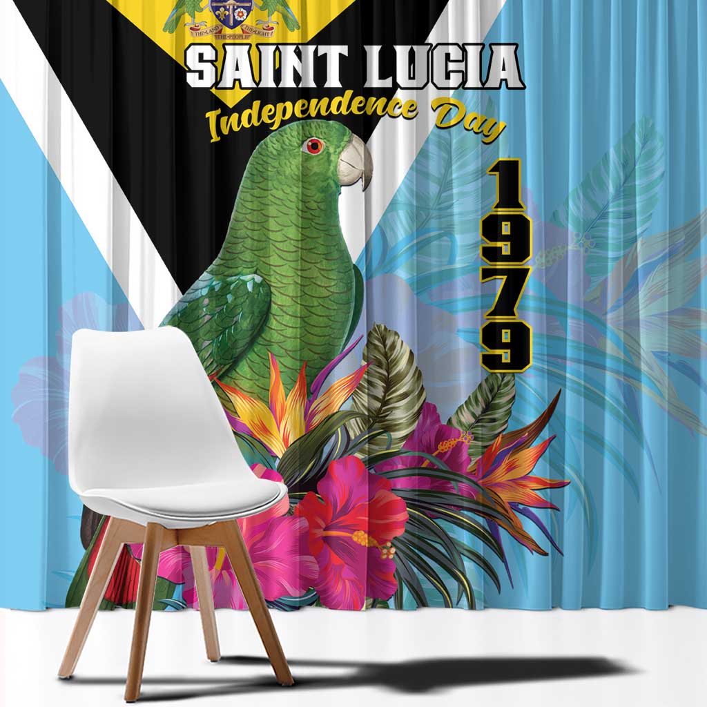 Saint Lucia Independence Day Window Curtain Tropical Amazona Versicolor - Wonder Print Shop