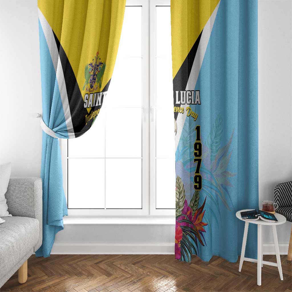 Saint Lucia Independence Day Window Curtain Tropical Amazona Versicolor - Wonder Print Shop