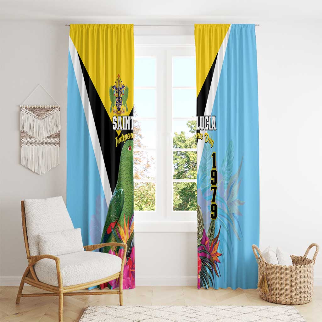 Saint Lucia Independence Day Window Curtain Tropical Amazona Versicolor - Wonder Print Shop