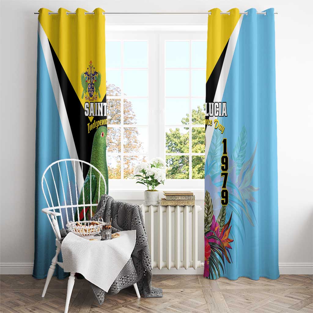 Saint Lucia Independence Day Window Curtain Tropical Amazona Versicolor - Wonder Print Shop
