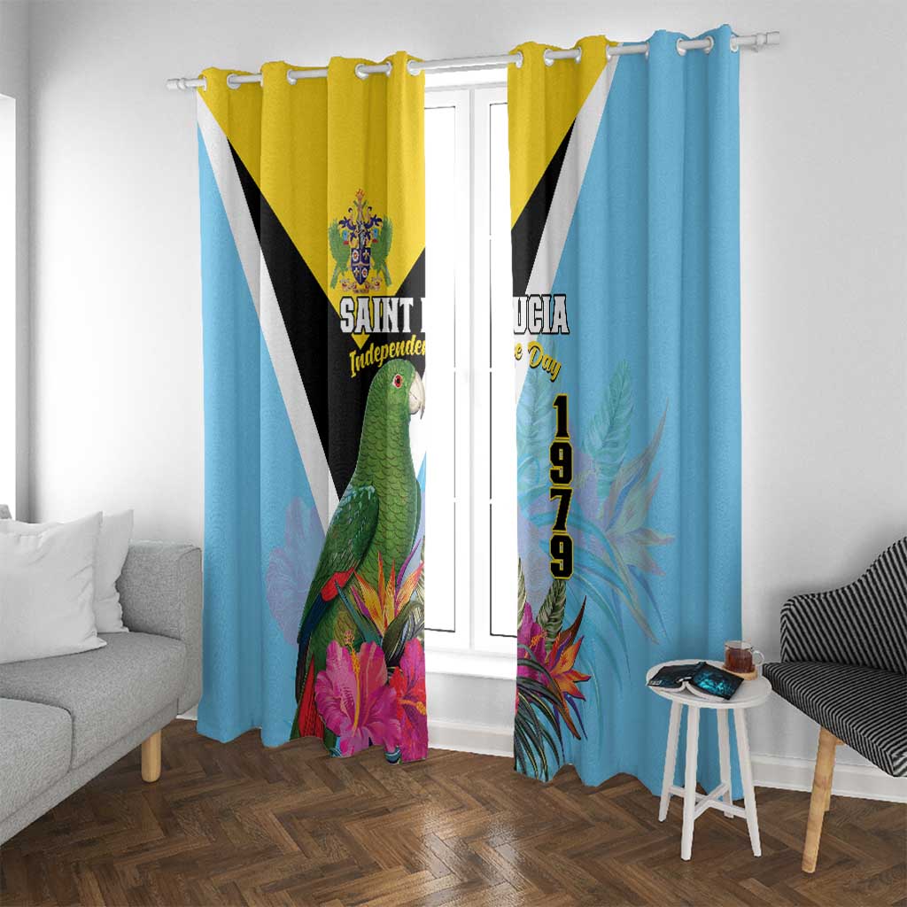Saint Lucia Independence Day Window Curtain Tropical Amazona Versicolor - Wonder Print Shop