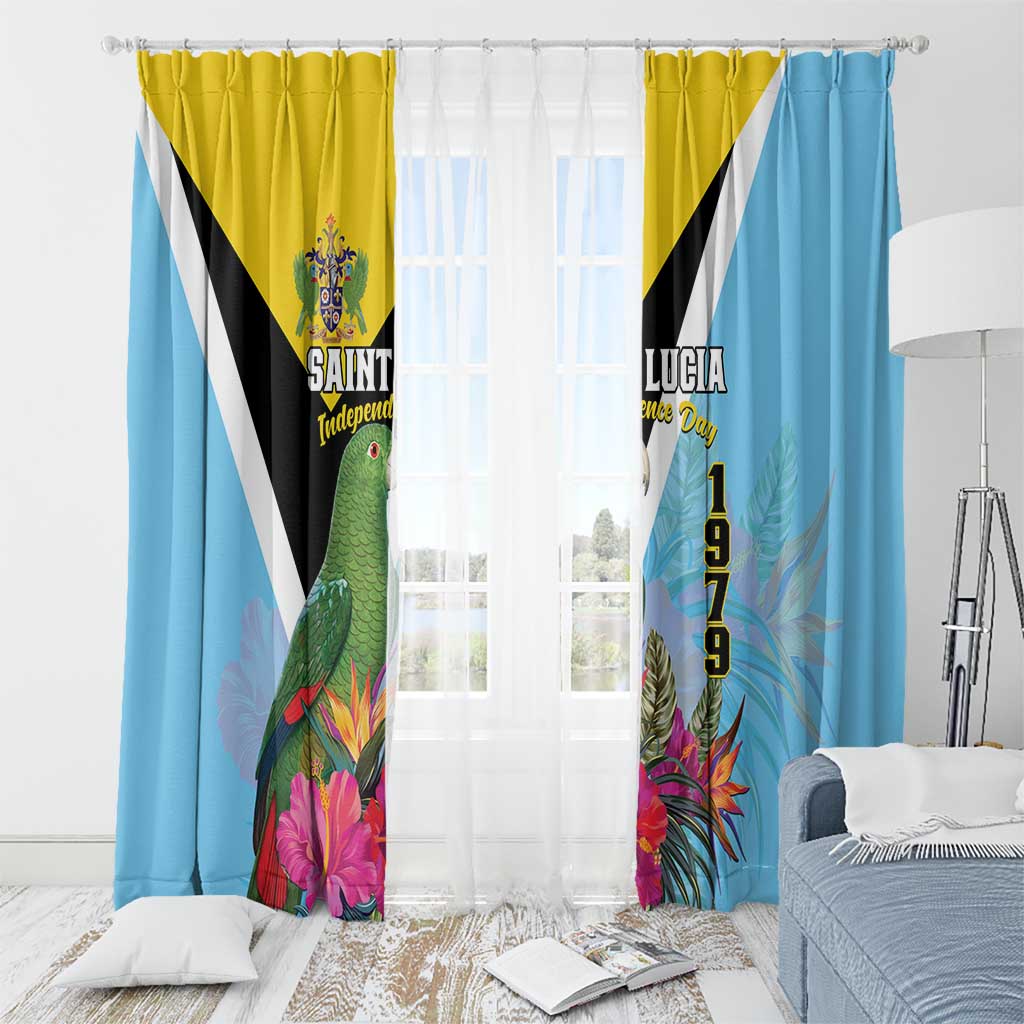 Saint Lucia Independence Day Window Curtain Tropical Amazona Versicolor - Wonder Print Shop
