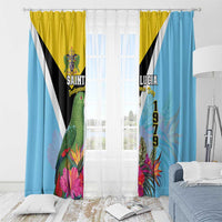 Saint Lucia Independence Day Window Curtain Tropical Amazona Versicolor - Wonder Print Shop