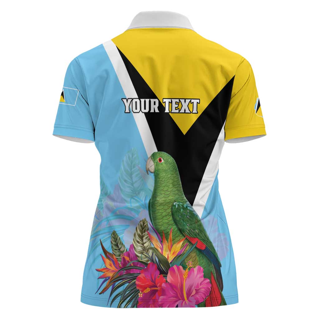 Personalized Saint Lucia Independence Day Women Polo Shirt Tropical Amazona Versicolor - Wonder Print Shop