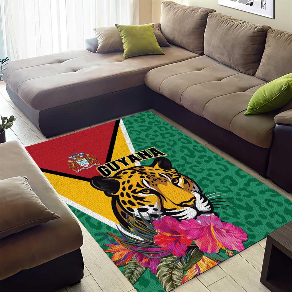 Guyana Area Rug Jaguar Tropical Flowers