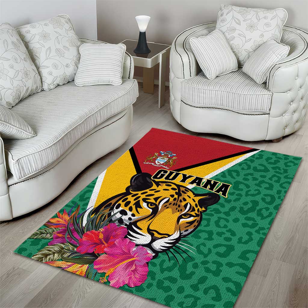 Guyana Area Rug Jaguar Tropical Flowers