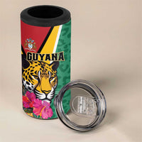 Personalized Guyana 4 in 1 Can Cooler Tumbler Jaguar Tropical Flowers