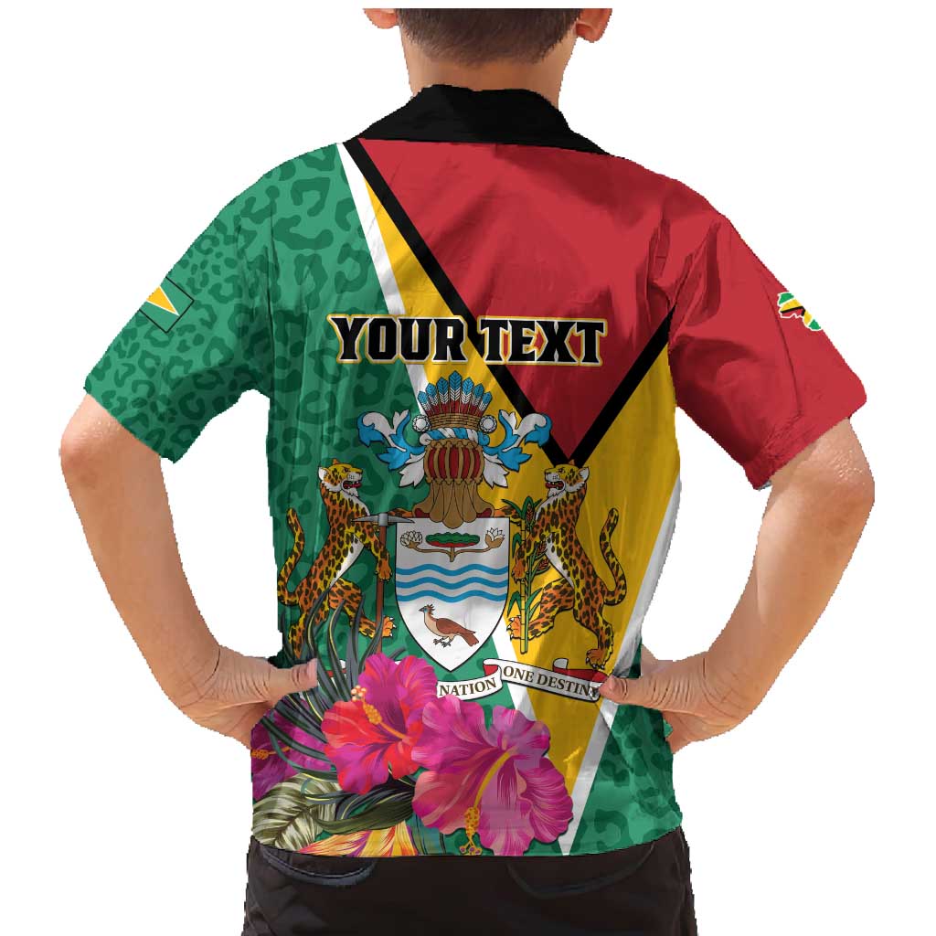 Personalized Guyana Family Matching Mermaid Dress and Hawaiian Shirt Jaguar Tropical Flowers