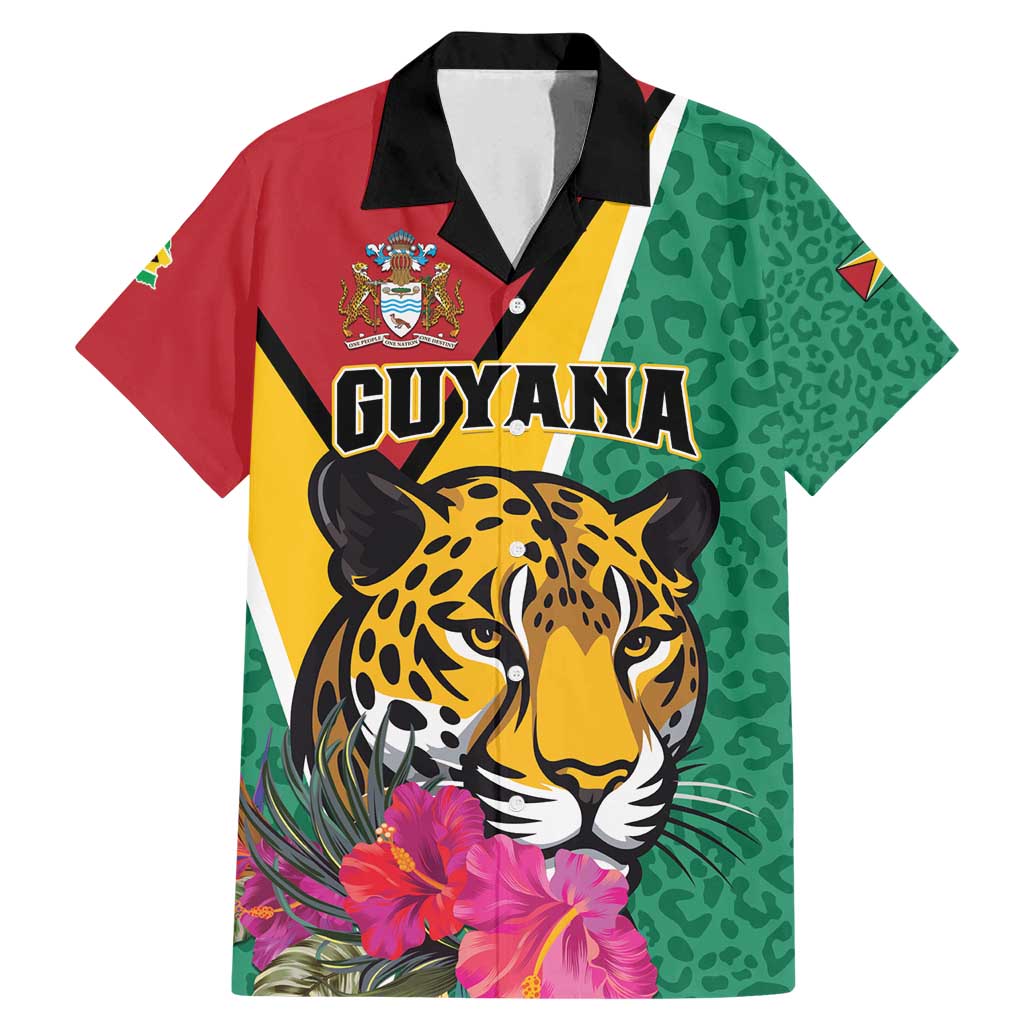 Personalized Guyana Family Matching Mermaid Dress and Hawaiian Shirt Jaguar Tropical Flowers
