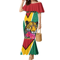 Personalized Guyana Family Matching Mermaid Dress and Hawaiian Shirt Jaguar Tropical Flowers