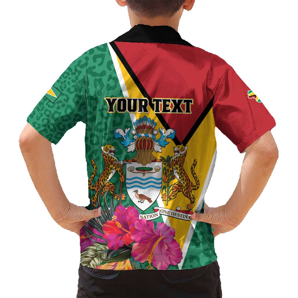 Personalized Guyana Family Matching Puletasi and Hawaiian Shirt Jaguar Tropical Flowers