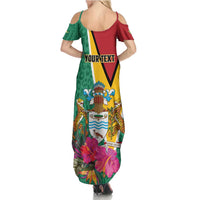 Personalized Guyana Family Matching Summer Maxi Dress and Hawaiian Shirt Jaguar Tropical Flowers