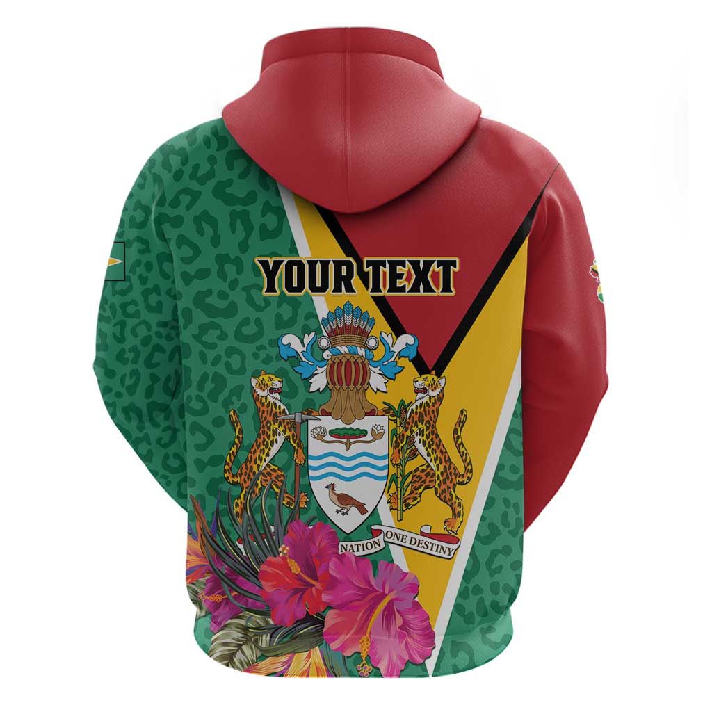 Personalized Guyana Hoodie Jaguar Tropical Flowers