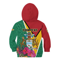 Personalized Guyana Kid Hoodie Jaguar Tropical Flowers