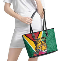 Guyana Leather Tote Bag Jaguar Tropical Flowers