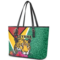 Guyana Leather Tote Bag Jaguar Tropical Flowers