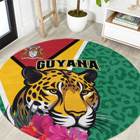 Guyana Round Carpet Jaguar Tropical Flowers - Wonder Print Shop
