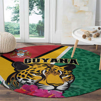 Guyana Round Carpet Jaguar Tropical Flowers - Wonder Print Shop