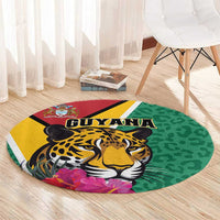 Guyana Round Carpet Jaguar Tropical Flowers - Wonder Print Shop