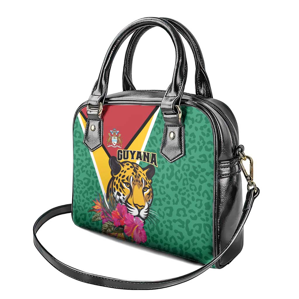 Guyana Shoulder Handbag Jaguar Tropical Flowers - Wonder Print Shop