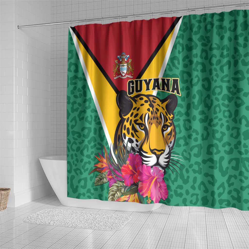 Guyana Shower Curtain Jaguar Tropical Flowers - Wonder Print Shop